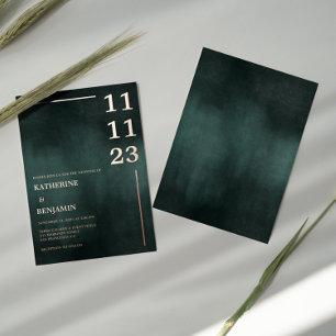 Modern Emerald Groen Zwart Elegant Bruiloft Folie Uitnodiging