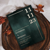 Modern Emerald Groen Zwart Elegant Bruiloft Folie Uitnodiging