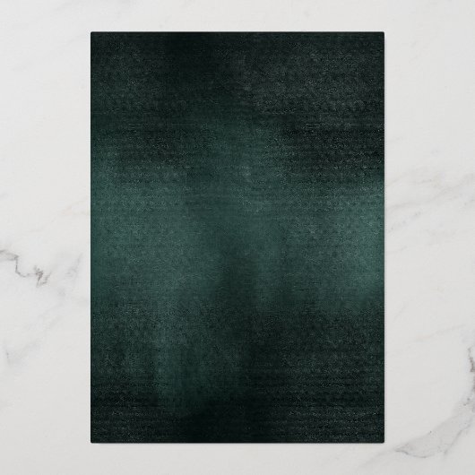 Modern Emerald Groen Zwart Elegant Bruiloft Folie Uitnodiging (Achterkant)