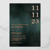 Modern Emerald Groen Zwart Elegant Bruiloft Folie Uitnodiging (Voorkant)