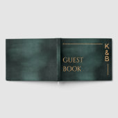 Modern Emerald Groen Zwart Elegant Bruiloft Gastenboek (Volledig)