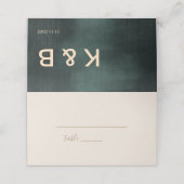 Modern Emerald Groen Zwart Elegant Bruiloft Plaatskaartje (Buitenkant ongevouwen)