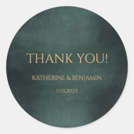 Modern Emerald Groen Zwart Elegant Bruiloft Ronde Sticker