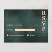 Modern Emerald Groen Zwart Elegant Bruiloft RSVP Feestdagenkaart (Achterkant)