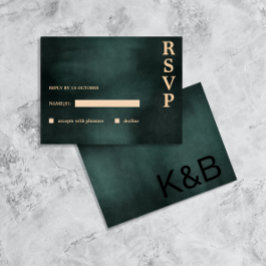 Modern Emerald Groen Zwart Elegant Bruiloft RSVP Feestdagenkaart