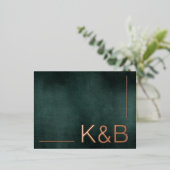 Modern Emerald Groen Zwart Elegant Bruiloft RSVP Folie Feestdagen Briefkaart (Staand Voorkant)