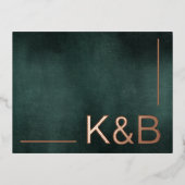 Modern Emerald Groen Zwart Elegant Bruiloft RSVP Folie Feestdagen Briefkaart (Voorkant)