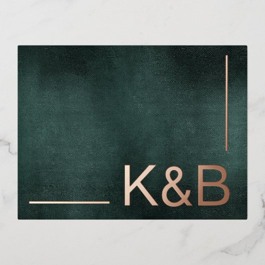 Modern Emerald Groen Zwart Elegant Bruiloft RSVP Folie Feestdagen Briefkaart (Voorkant)