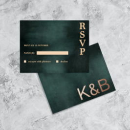 Modern Emerald Groen Zwart Elegant Bruiloft RSVP Folie Feestdagen Briefkaart