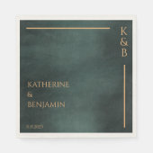 Modern Emerald Groen Zwart Elegant Bruiloft Servet (Voorkant)