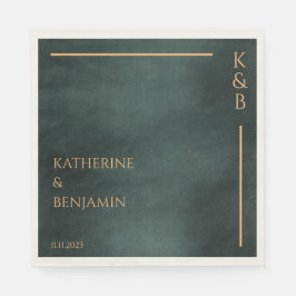 Modern Emerald Groen Zwart Elegant Bruiloft Servet