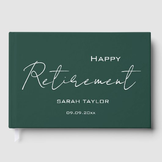 Modern Emerald Happy Retirement Personalized Gastenboek (Voorkant)