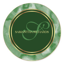 Modern Emerald Marmer en Goud Monogram