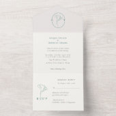 Modern Emerald Monogram Script Wedding All In One Uitnodiging (Binnen)