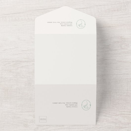 Modern Emerald Monogram Script Wedding All In One Uitnodiging (Buitenkant)