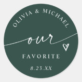 Modern Emerald Our Favorite Wedding Treat Bag Ronde Sticker (Voorkant)