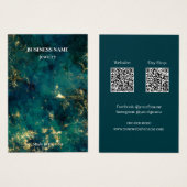 Modern Emerald QR Code Jewelry Business Ketting Visitekaartje (Voorkant /achterkant)