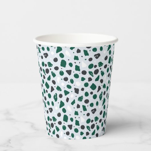 Modern Emerald Terrazzo Pattern Papieren Bekers (Achterkant)