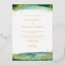 Modern Emerald Waterverf Wedding Invitation Folie