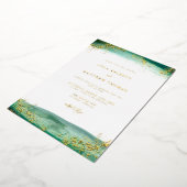Modern Emerald Waterverf Wedding Invitation Folie Uitnodiging (Gedraaid)