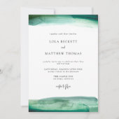 Modern Emerald Waterverf Wedding Invitation Kaart (Voorkant)