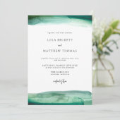 Modern Emerald Waterverf Wedding Invitation Kaart (Staand voorkant)