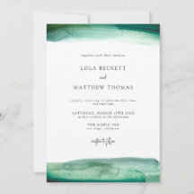Modern Emerald Waterverf Wedding Invitation