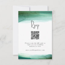 Modern Emerald Waterverf Wedding RSVP