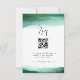 Modern Emerald Waterverf Wedding RSVP