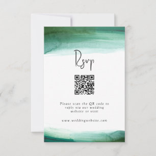 Modern Emerald Waterverf Wedding RSVP Kaartje