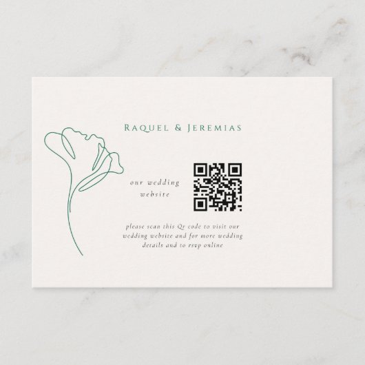 Modern Emerald Wedding Website Enclosure Card Informatiekaartje (Voorkant)