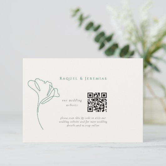 Modern Emerald Wedding Website Enclosure Card Informatiekaartje (Staand voorkant)