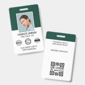 Modern Employee Business ID Security Pass Groen Badge (Voor- en achterkant)