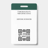 Modern Employee Business ID Security Pass Groen Badge (Achterkant)