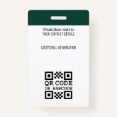 Modern Employee Business ID Security Pass Groen Badge (Achterkant)