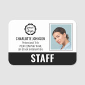 Modern Employee Business Personeel ID Foto Logo Zw Naamplaatje (Voorkant)