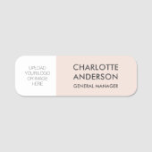 Modern Employee Custom Logo Blush Roze Grijs Naamplaatje (Voorkant)