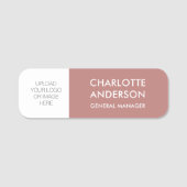 Modern Employee Custom Logo Desert Roos Naamplaatje (Voorkant)