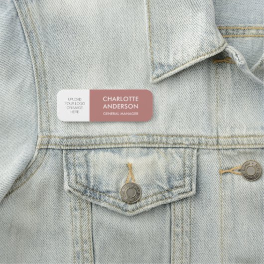 Modern Employee Custom Logo Desert Roos Naamplaatje (In situ)