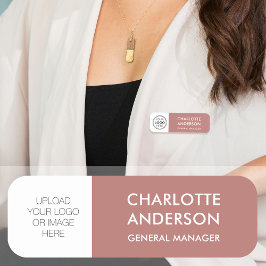 Modern Employee Custom Logo Desert Roos Naamplaatje