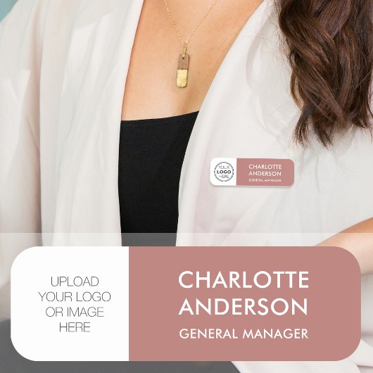 Modern Employee Custom Logo Desert Roos Naamplaatje