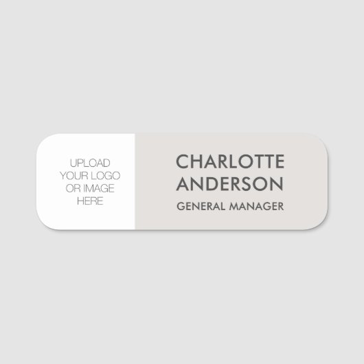 Modern Employee Custom Logo Lichtgrijs Naamplaatje (Voorkant)