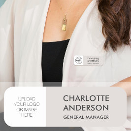 Modern Employee Custom Logo Lichtgrijs Naamplaatje