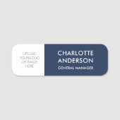 Modern Employee Custom Logo Navy Blauw Wit Naamplaatje (Voorkant)