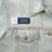 Modern Employee Custom Logo Navy Blauw Wit Naamplaatje (In situ)