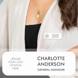 Modern Employee Custom Logo Wit Donkergrijs Naamplaatje