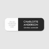 Modern Employee Custom Logo Zwart Wit Naamplaatje (Voorkant)