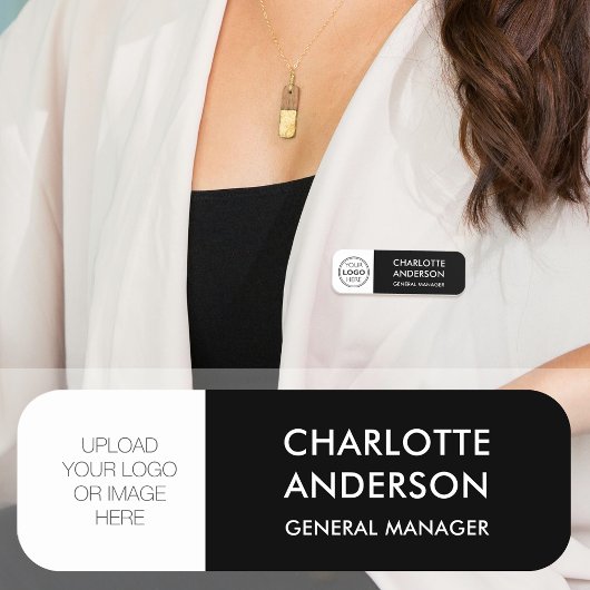 Modern Employee Custom Logo Zwart Wit Naamplaatje