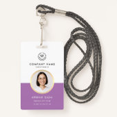 Modern Employee ID Aangepaste naam Foto ID Paarse Badge (Voorkant met draagriem)
