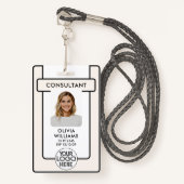 Modern Employee ID Badge Foto met Logo QR Code (Voorkant met draagriem)